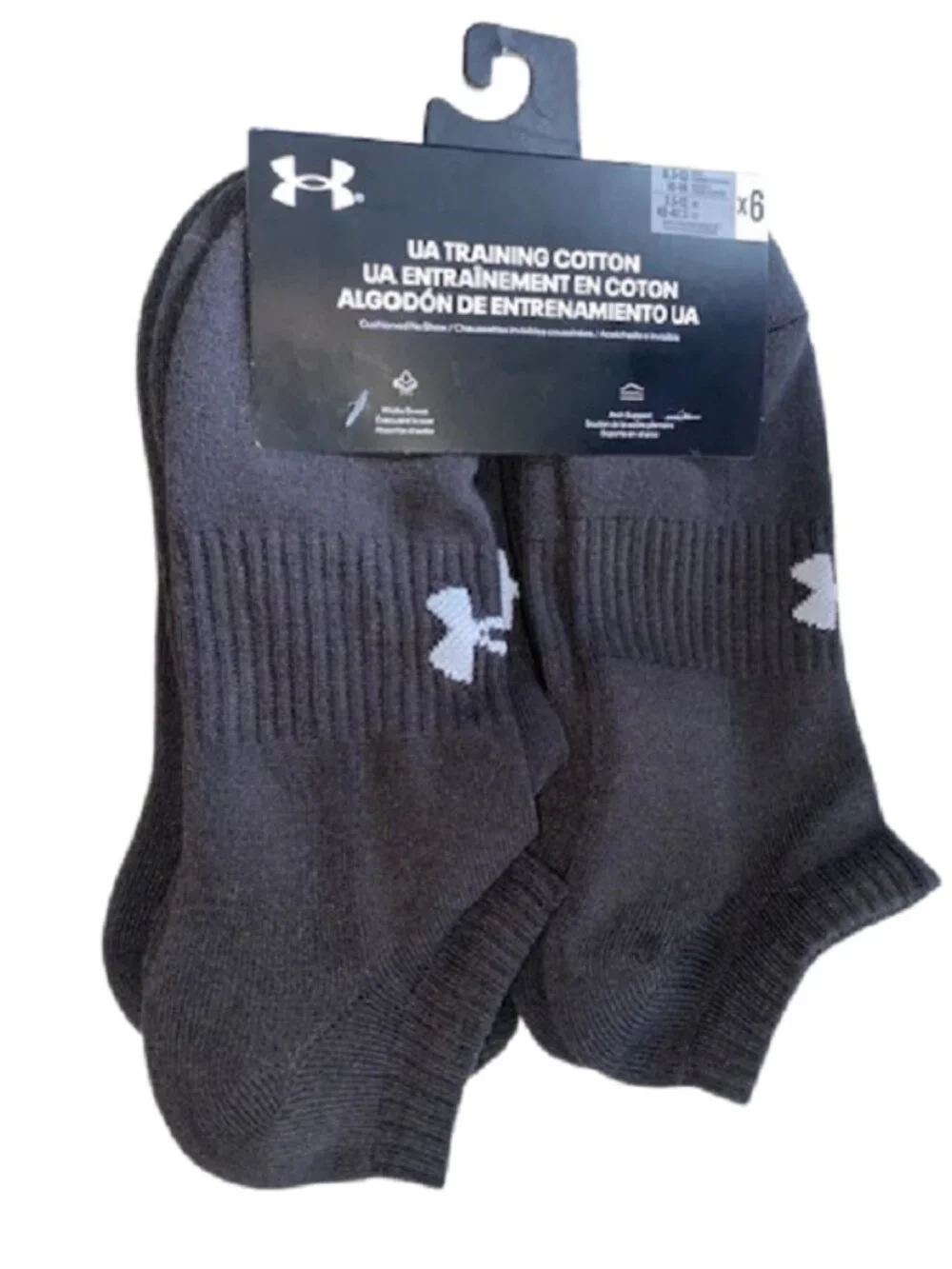 Under Armour 6 Pair UA Training Men's Black Cushioned No Show Socks SIZE 8.5-13